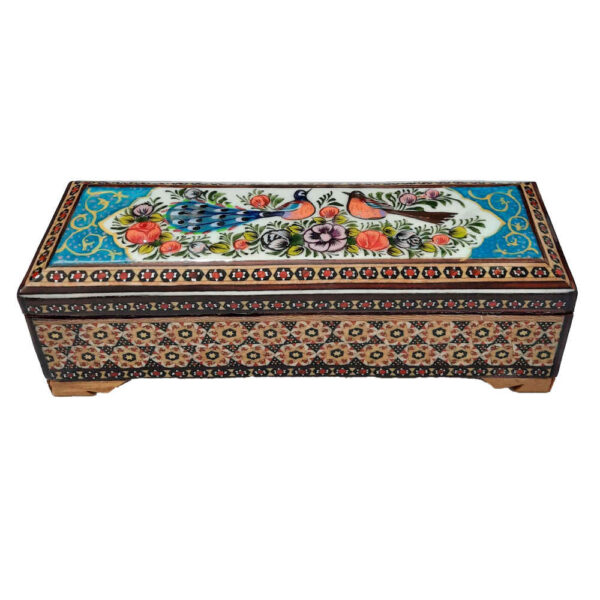 صندوق أقلام خشبي مصنّع يدويًا بفن الخَطِّم أمانا