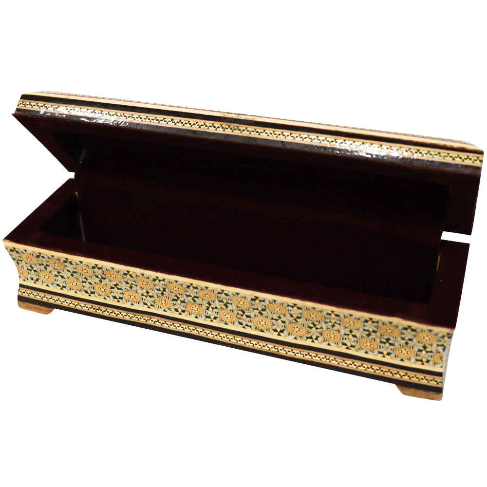 صندوق أقلام خشبي مصنّع يدويًا بفن الخَطِّم رونق