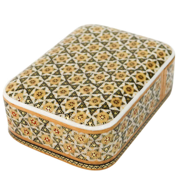 صندوق بطاقات عمل خشبي مستوحى من فن خاتم كاري هانا