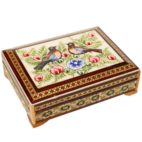 صندوق بطاقات عمل خشبي مستوحى من فن خاتم كاري هُما