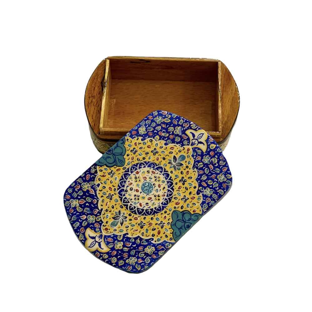 صندوق تخزين بطاقات اللعب الخشبي الإيراني – خاتم مزخرف برَيّا