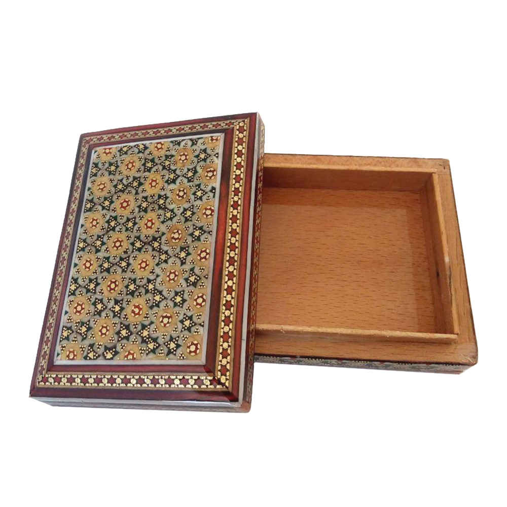 صندوق تخزين بطاقات اللعب الخشبي الإيراني – خاتم مزخرف بتارانه