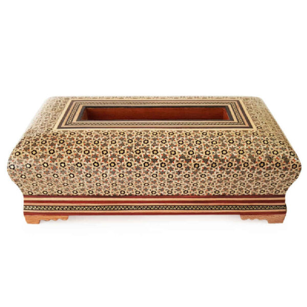 غطاء علبة مناديل خشبي إيراني مُصنع يدويًا – خاتمكاري أرشیدا