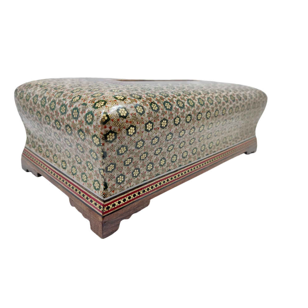 غطاء علبة مناديل خشبي إيراني مُصنع يدويًا – خاتمكاري آتش