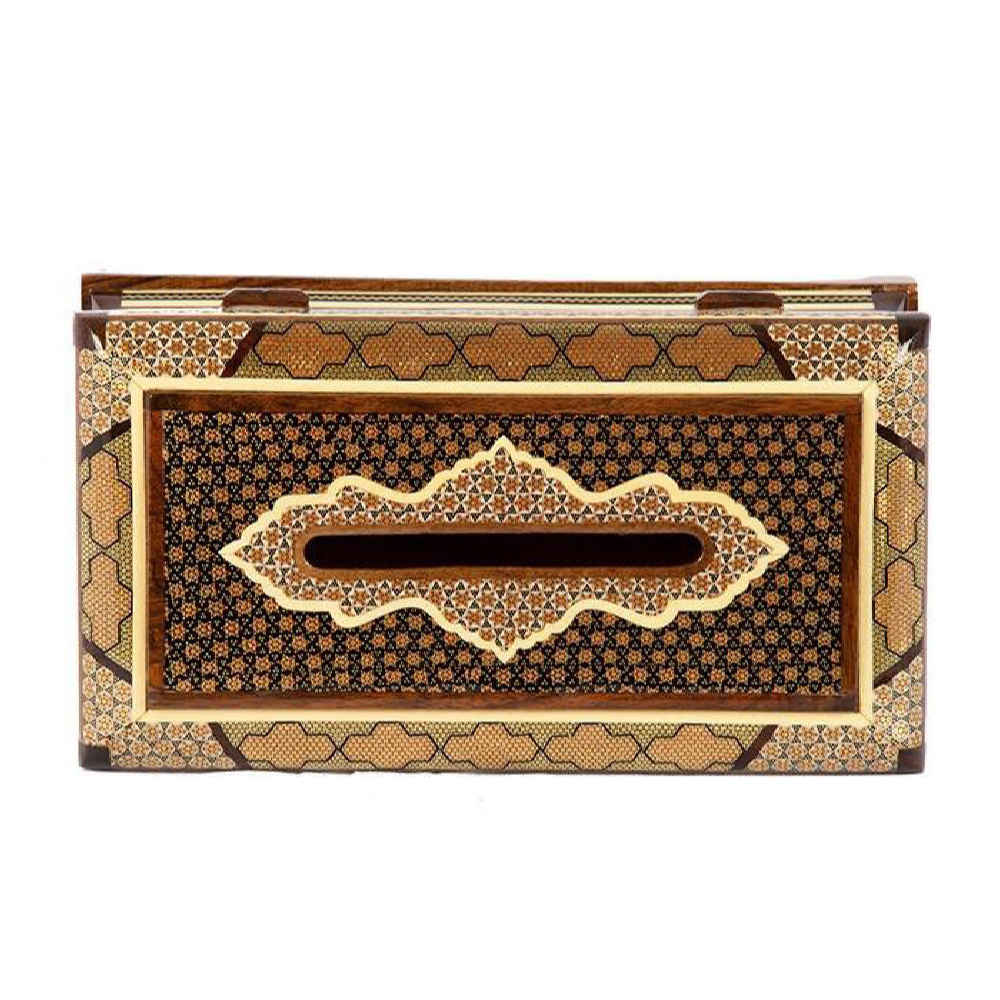 غطاء علبة مناديل خشبي إيراني مُصنع يدويًا – خاتمكاري مارال