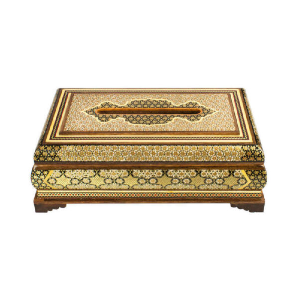 غطاء علبة مناديل خشبي إيراني مُصنع يدويًا – خاتمكاري شبنم