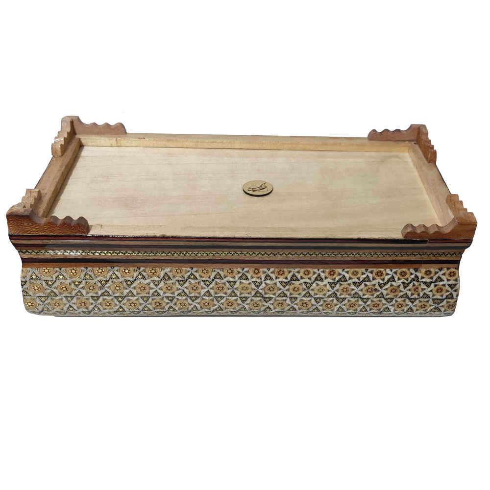 غطاء علبة مناديل خشبي إيراني مُصنع يدويًا – خاتمكاري طوفان