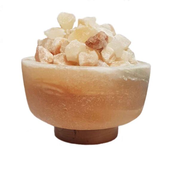 مصباح ملح إيراني حقيقي بشكل وعاء مع قطع خشبية نموذج ريما