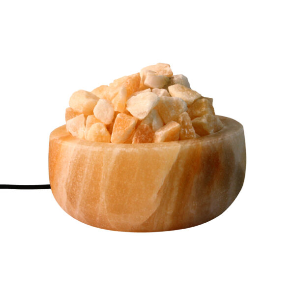 مصباح ملح إيراني حقيقي بشكل وعاء مع قطع نموذج هاستي