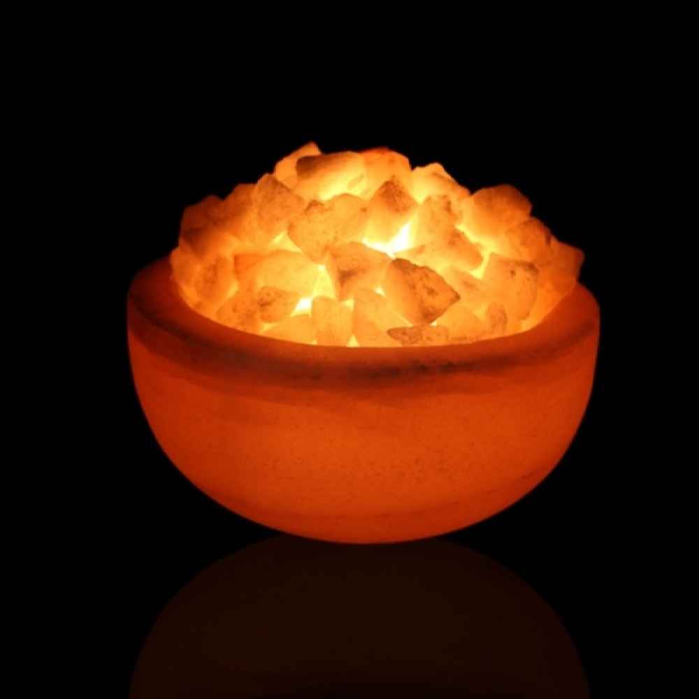 مصباح ملح إيراني حقيقي بشكل وعاء مع قطع نموذج لايا