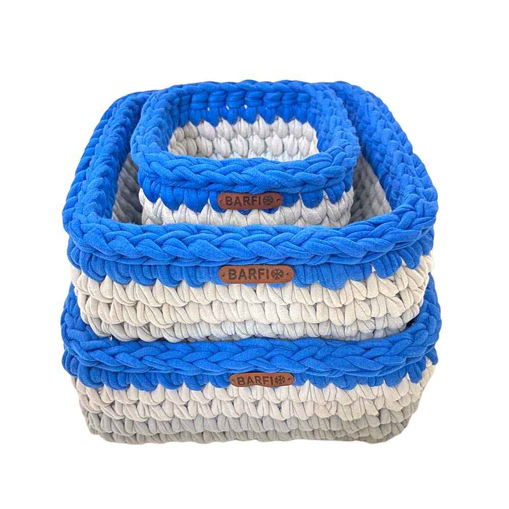 مجموعة من 3 سلال تخزين كروشيه خيوط موديل آسمان