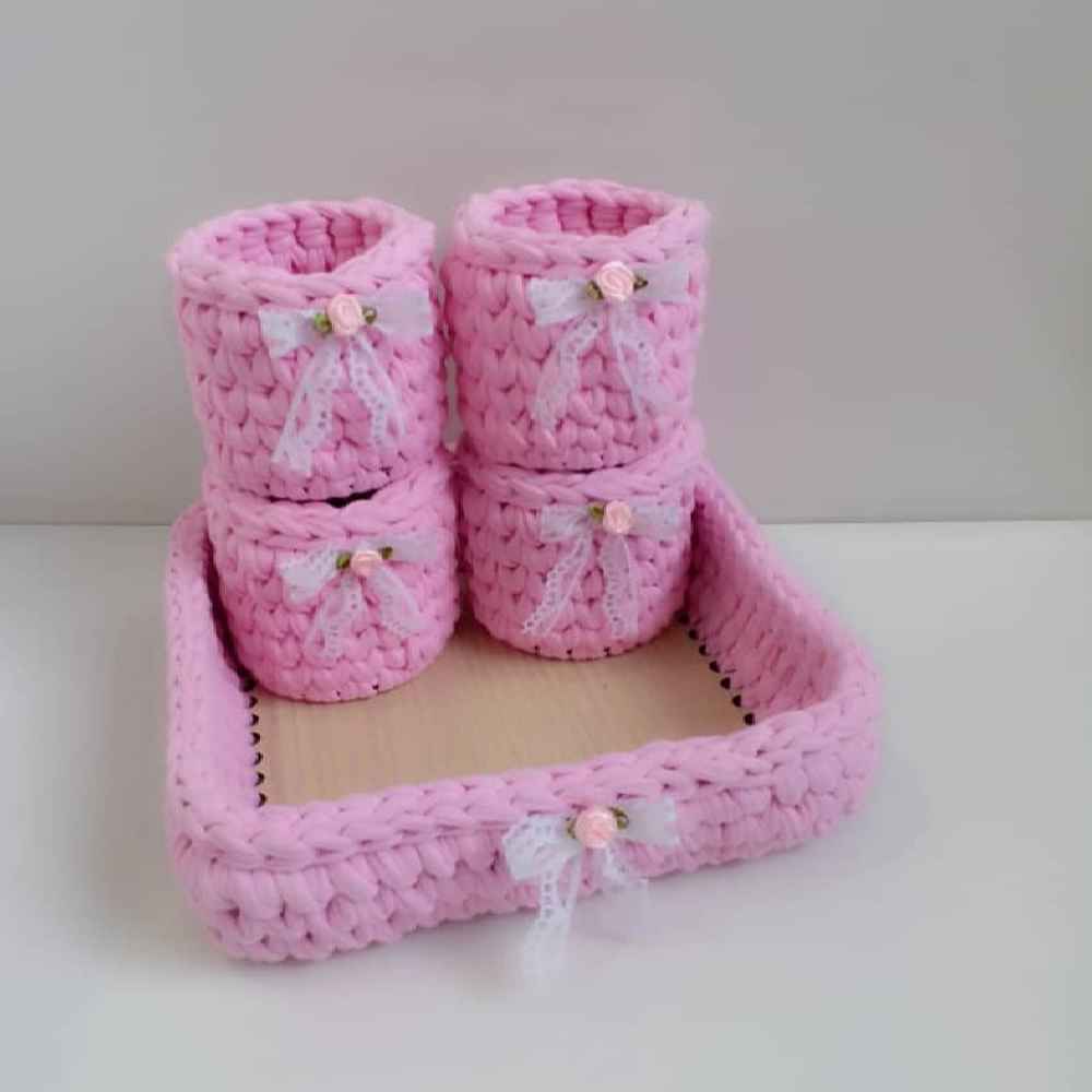 مجموعة من 5 سلال تخزين كروشيه خيوط موديل ريما