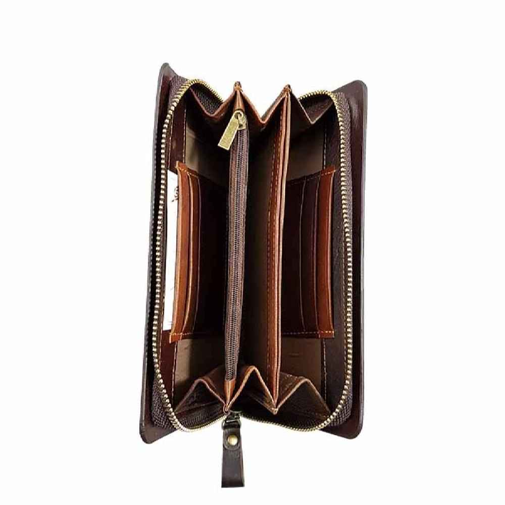 محفظة جلد إيرانية طويلة للنساء بتصميم حصيري