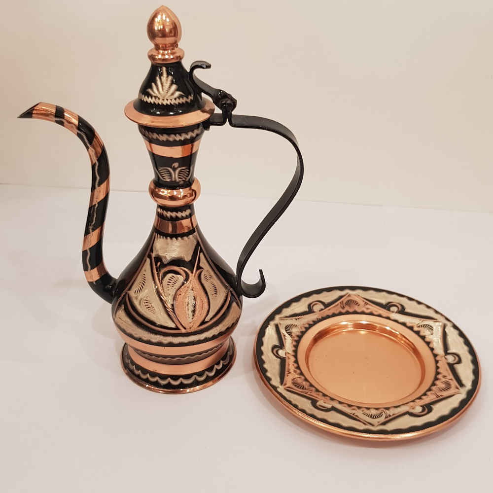 مجموعة من مرش ماء الورد الإيراني من النحاس وصحن