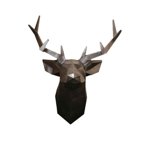 تمثال ذهبي فضي هندسي للغزال بالكيوبية - قطعة فنية حديثة