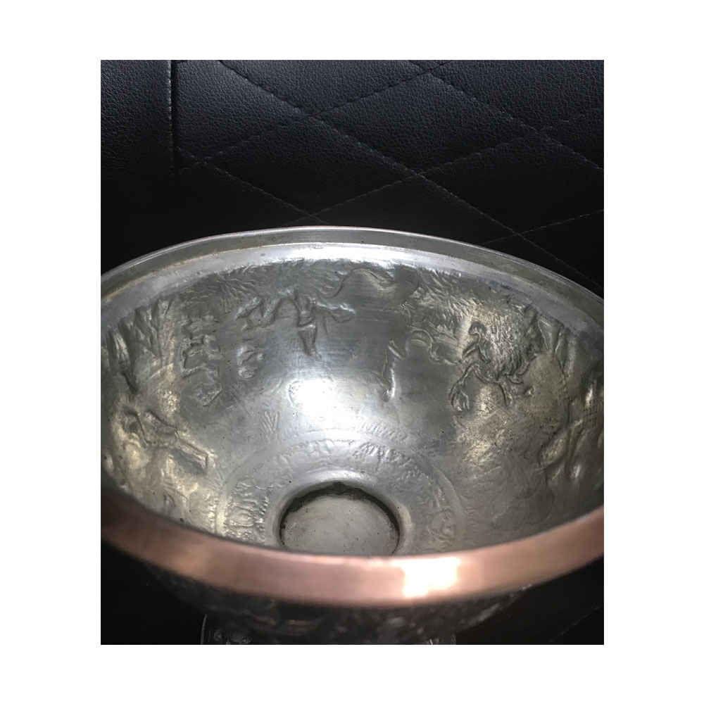 وعاء سكر إيراني نحاسي محفور مصنوع يدويًا – آهو