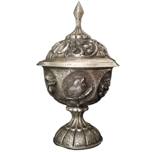 وعاء سكر إيراني نحاسي محفور مصنوع يدويًا - بر جسته