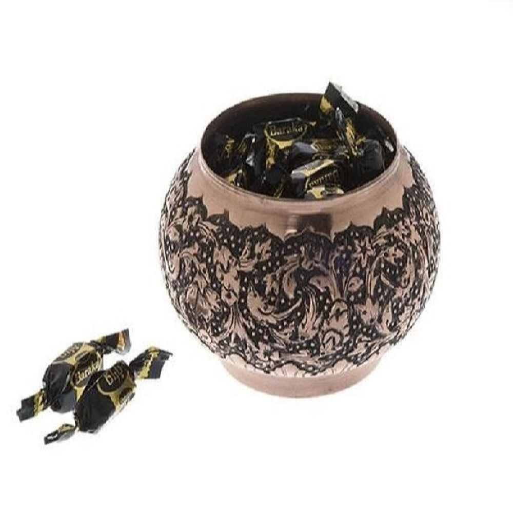 وعاء سكر إيراني نحاسي محفور مصنوع يدويًا – نيل