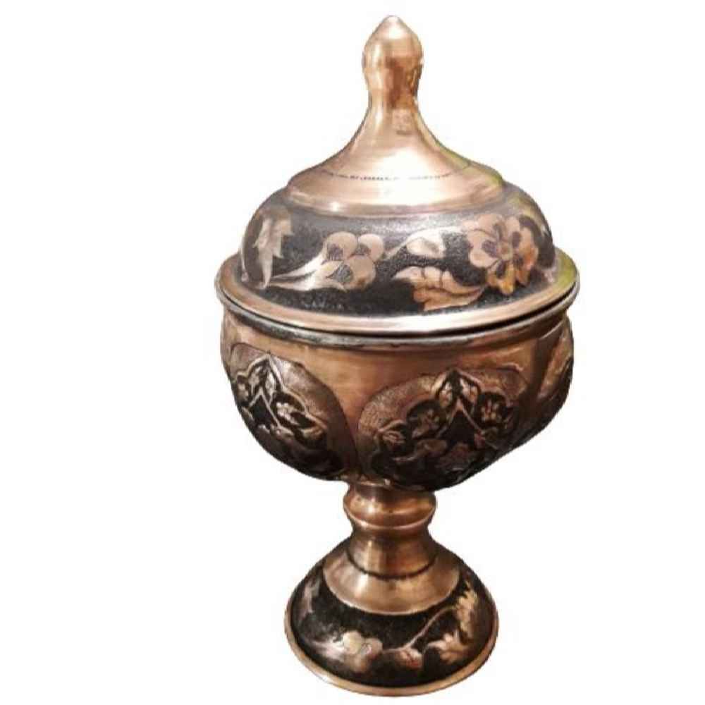 وعاء سكر إيراني نحاسي محفور مصنوع يدويًا – پارس