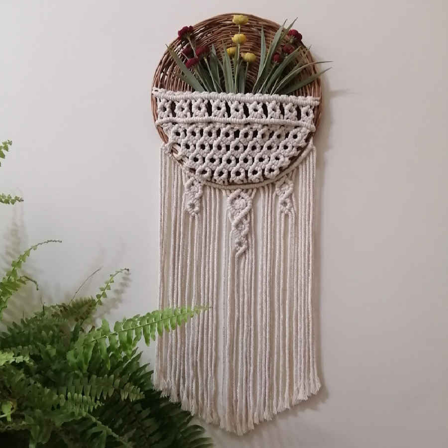 نسيج مكرامية للتعليق على الحائط بأسلوب البوهيمي الماس