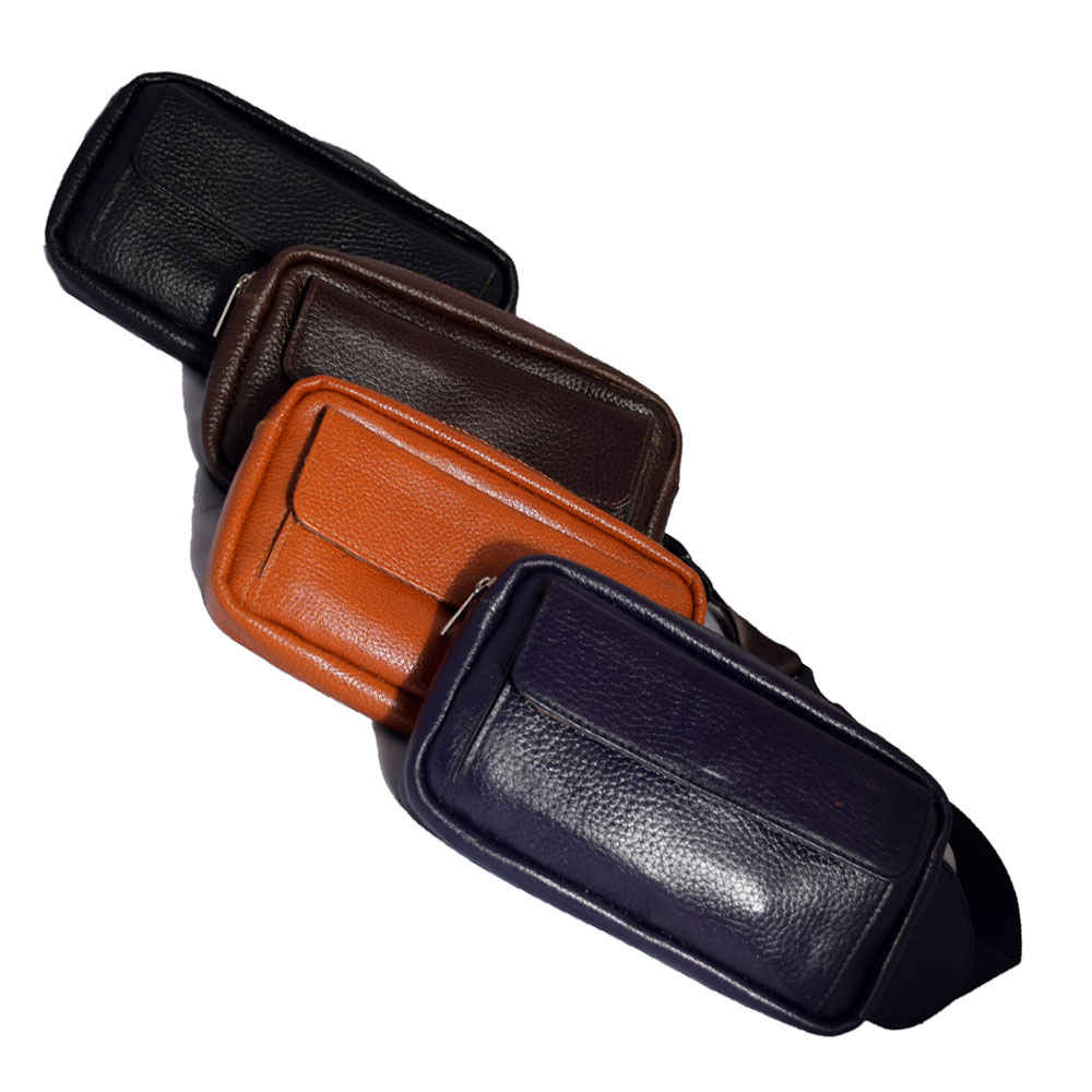 حقيبة خصر جلدية أصلية بحزام قابل للتعديل للرجال – لحمل الأشياء اليومية