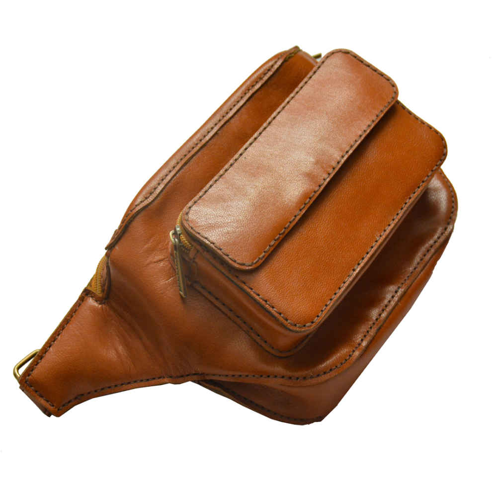 حقيبة خصر جلدية أصلية بحزام قابل للتعديل – بيان الموضة للنساء