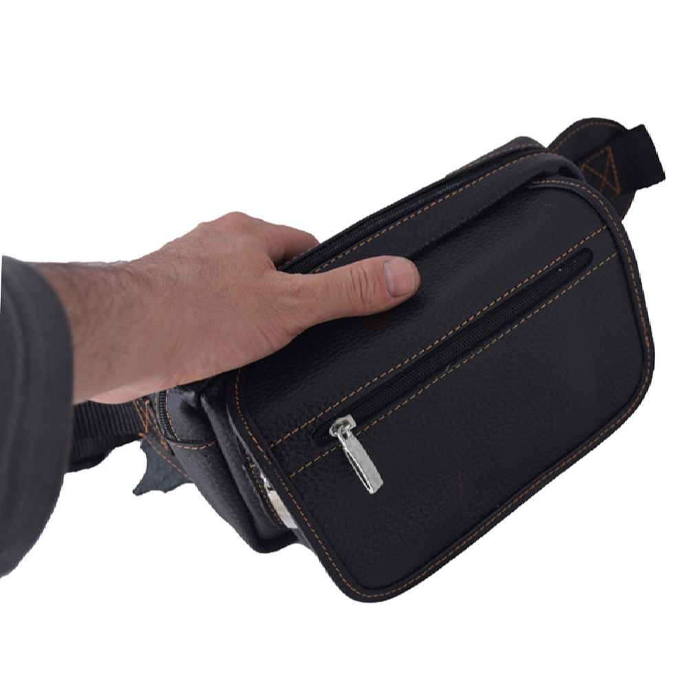 حقيبة خصر جلدية أصلية بحزام قابل للتعديل للاستخدام اليومي