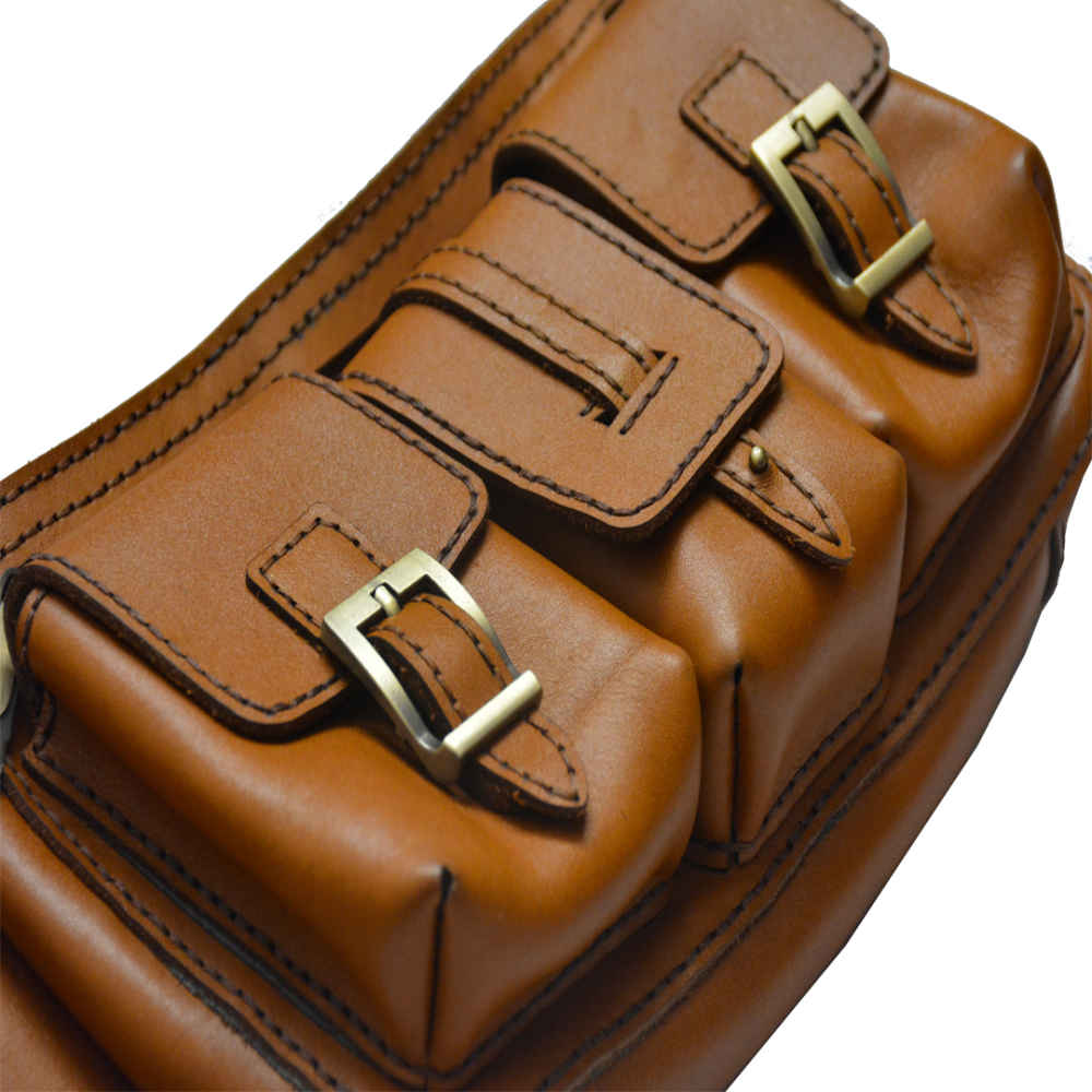 حقيبة خصر جلدية أصلية بحزام قابل للتعديل للرجال – للسفر والأنشطة الخارجية