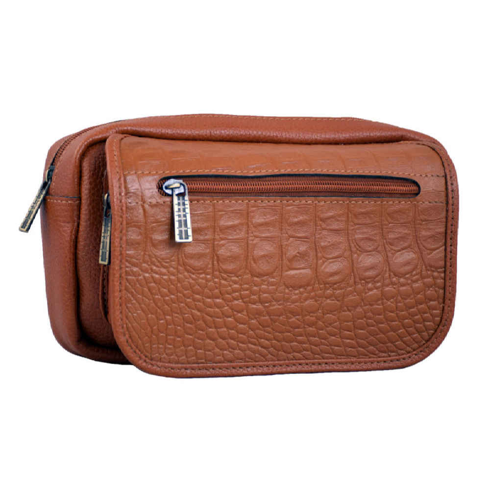 حقيبة خصر جلدية أصلية بحزام قابل للتعديل للاستخدام اليومي