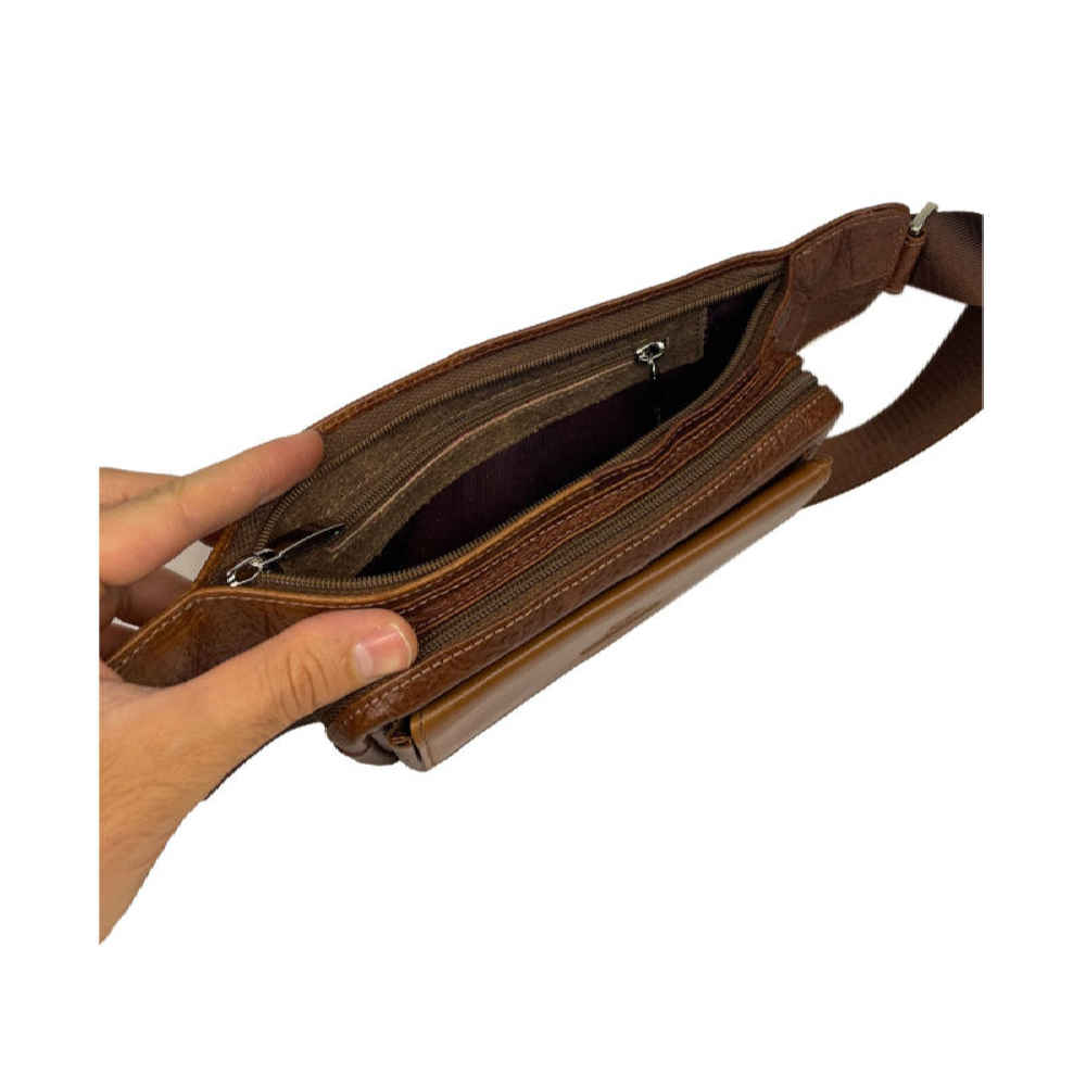 حقيبة خصر جلدية أصلية بحزام قابل للتعديل للرجال – للاستخدام اليومي