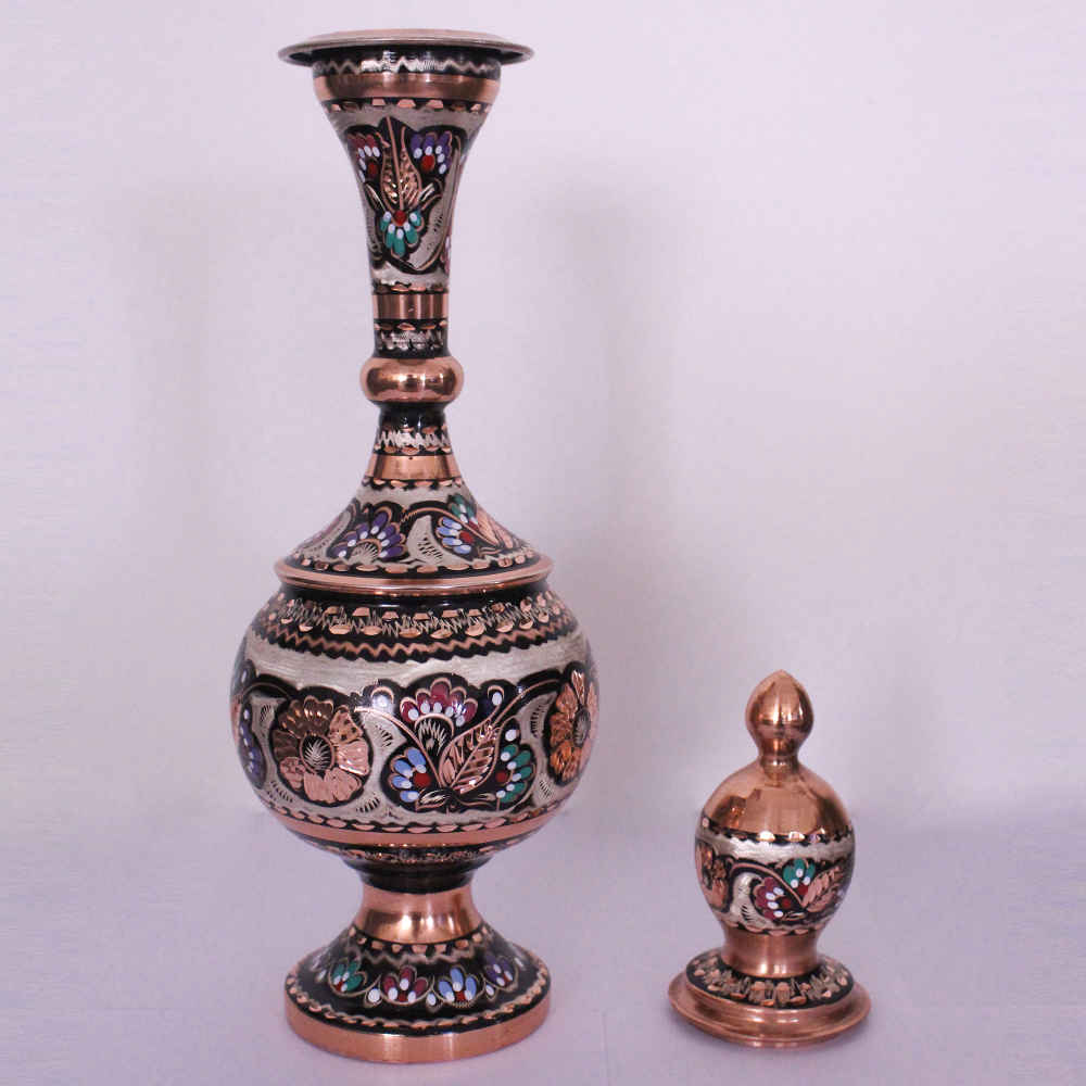 زجاجة نحاسية زخرفية بالمينا الإيرانية ريما