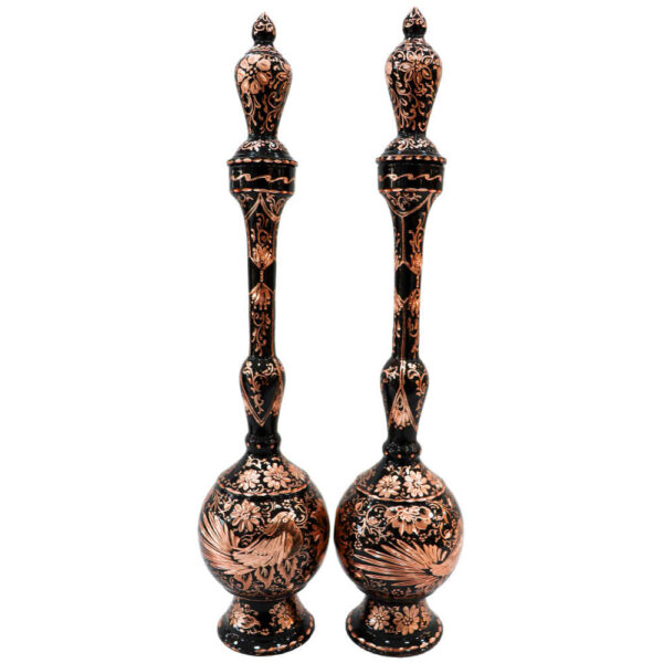 زجاجة نحاسية زخرفية محفورة يدويًا من إيران شُكُوه (2x)