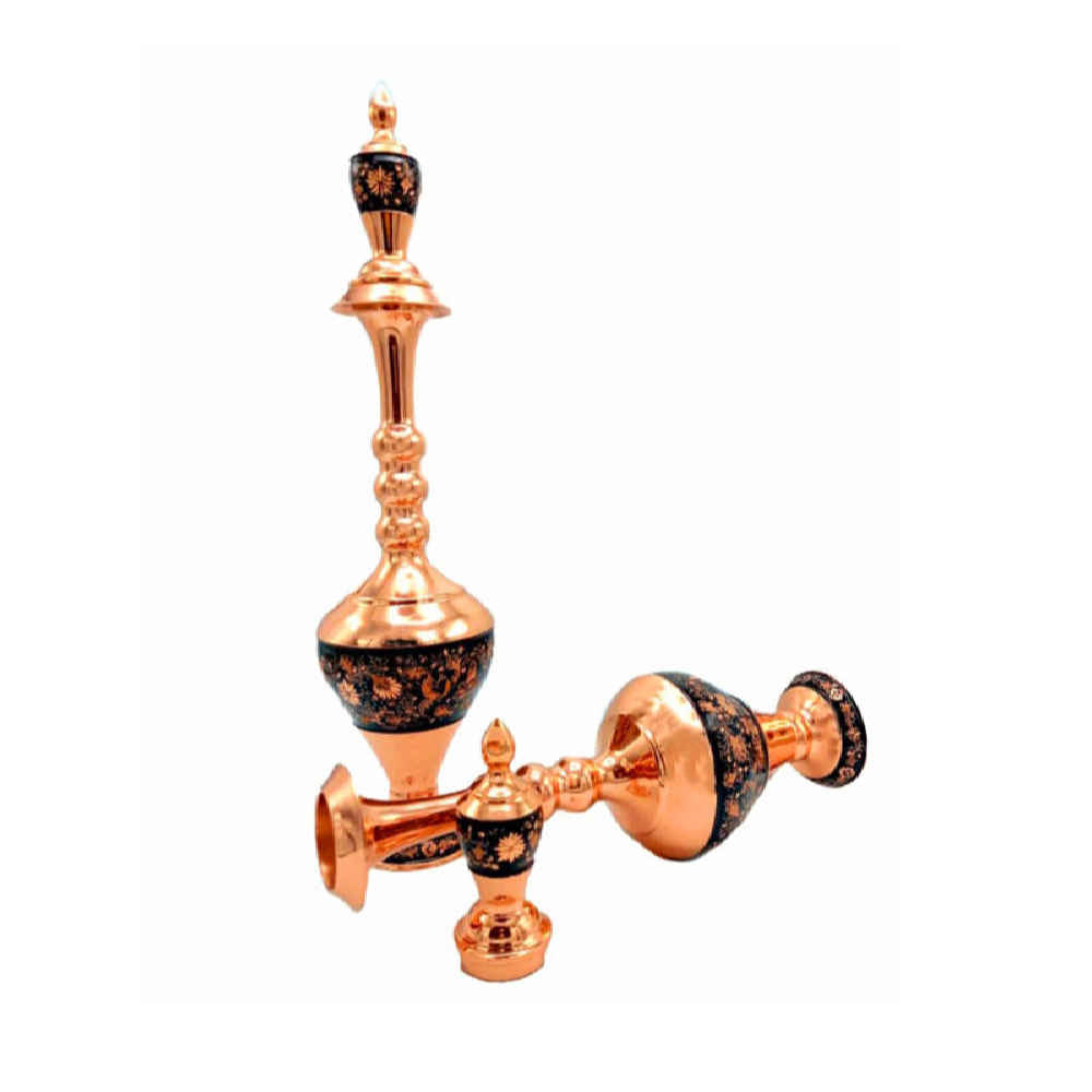 زجاجة نحاسية زخرفية محفورة يدويًا من إيران تونغ (2x)