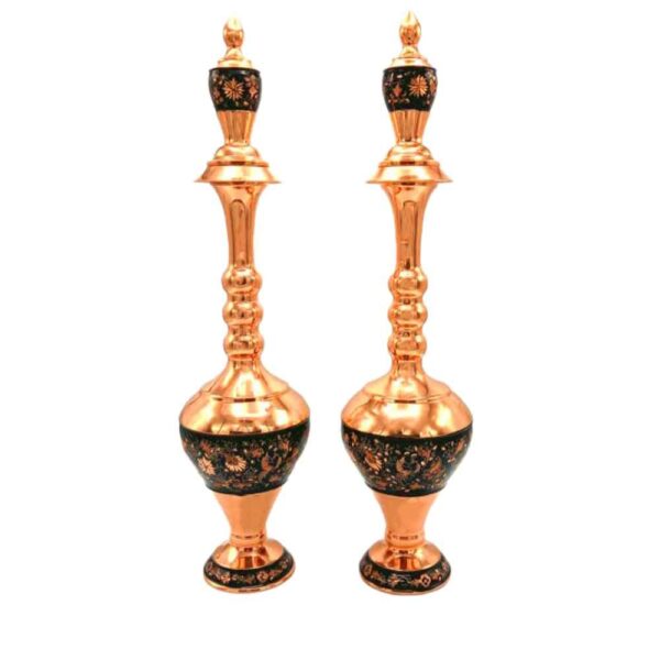 زجاجة نحاسية زخرفية محفورة يدويًا من إيران تونغ (2x)