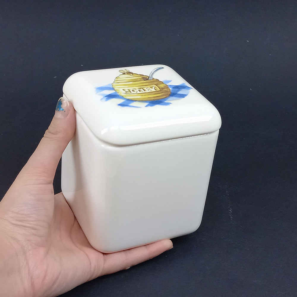 طقم علب سيراميك – مثالي لتخزين وتنظيم المطبخ، عسل (3x)