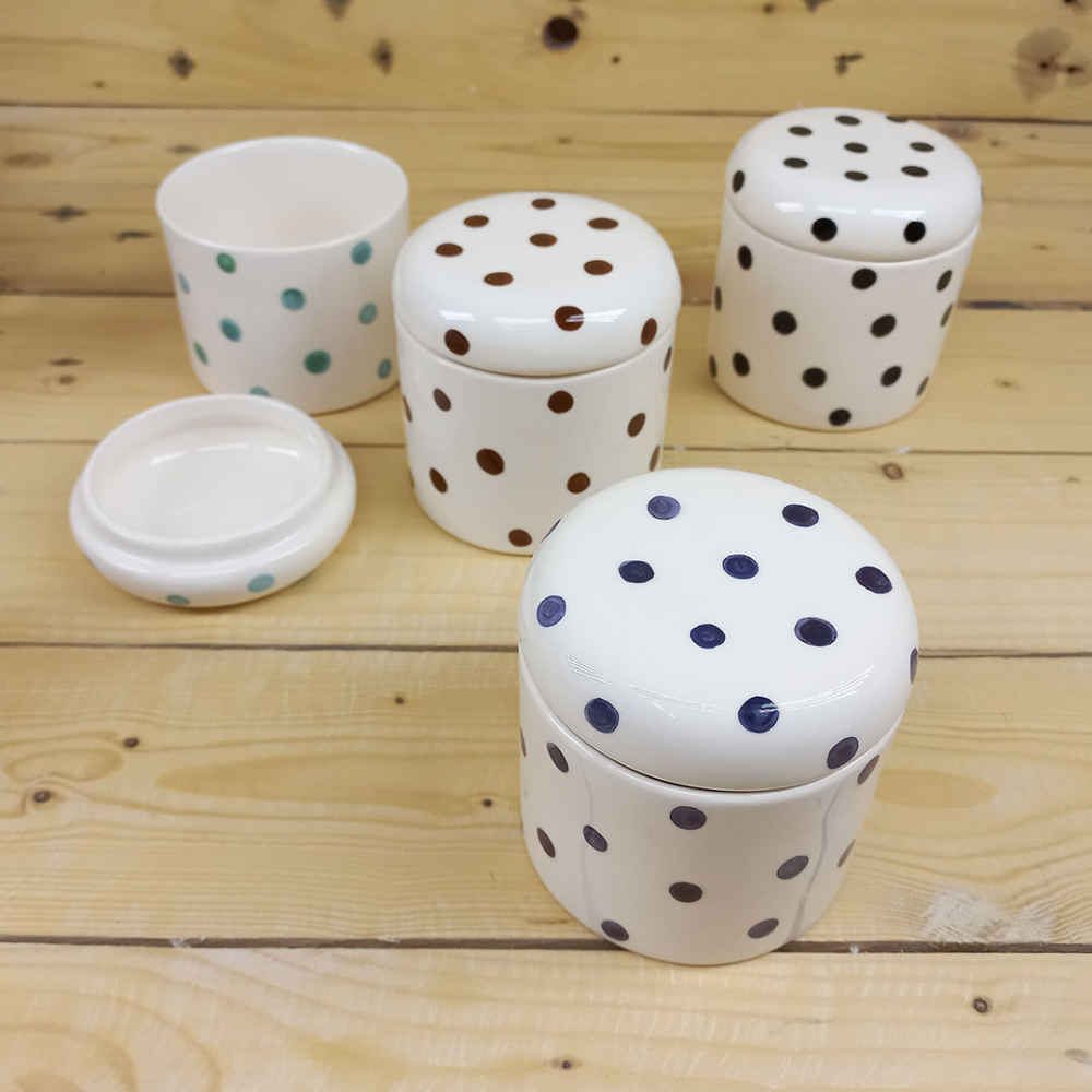 طقم علب سيراميك – مثالي لتخزين وتنظيم المطبخ، نقاط بولكا (3x)