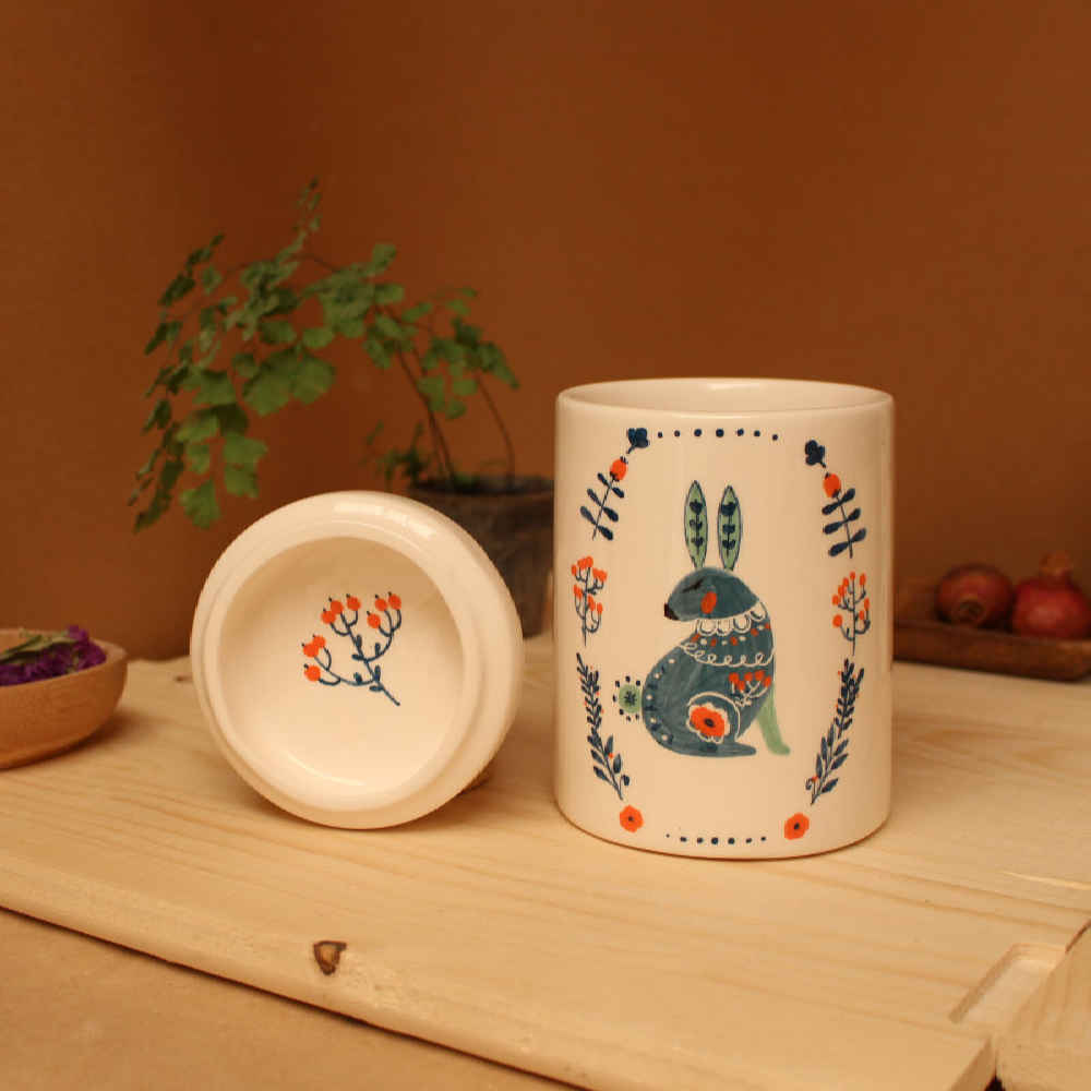 طقم علب سيراميك – مثالي لتخزين وتنظيم المطبخ، أرنب (3x)