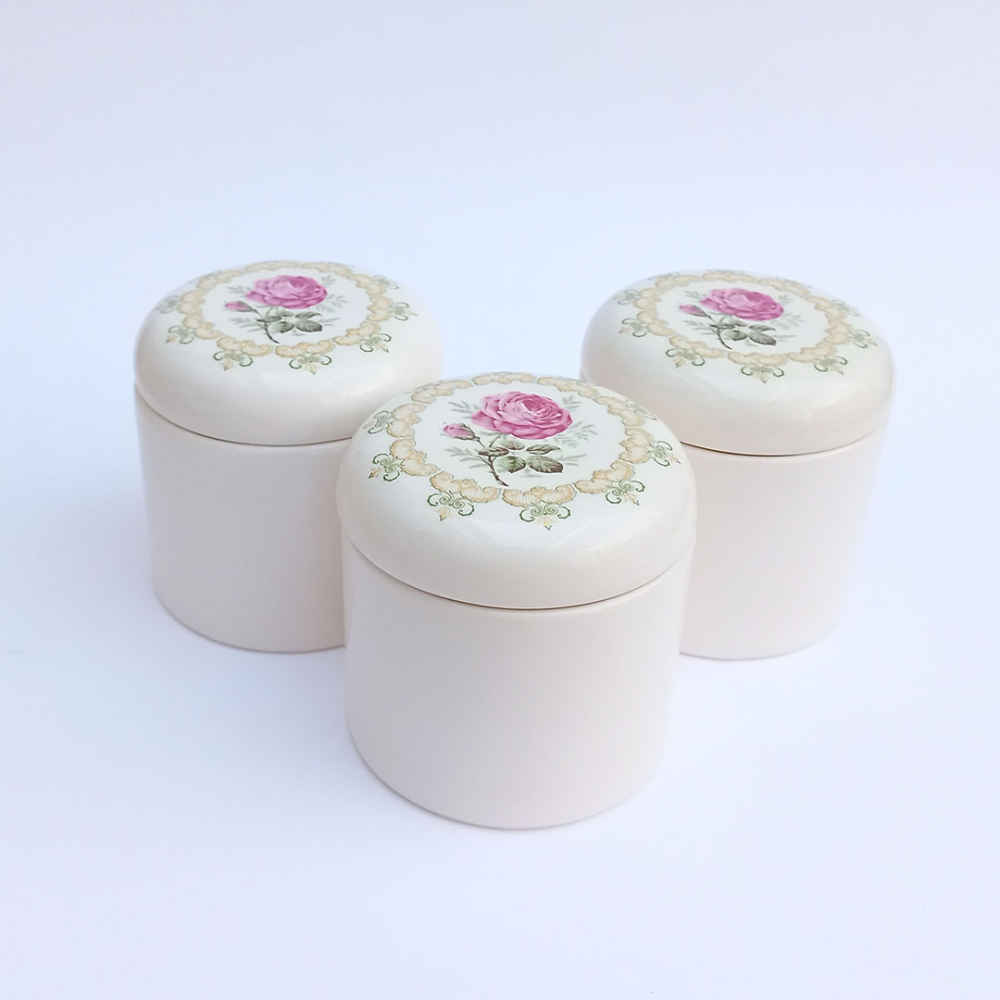 طقم علب سيراميك – مثالي لتخزين وتنظيم المطبخ، وردي (3x)