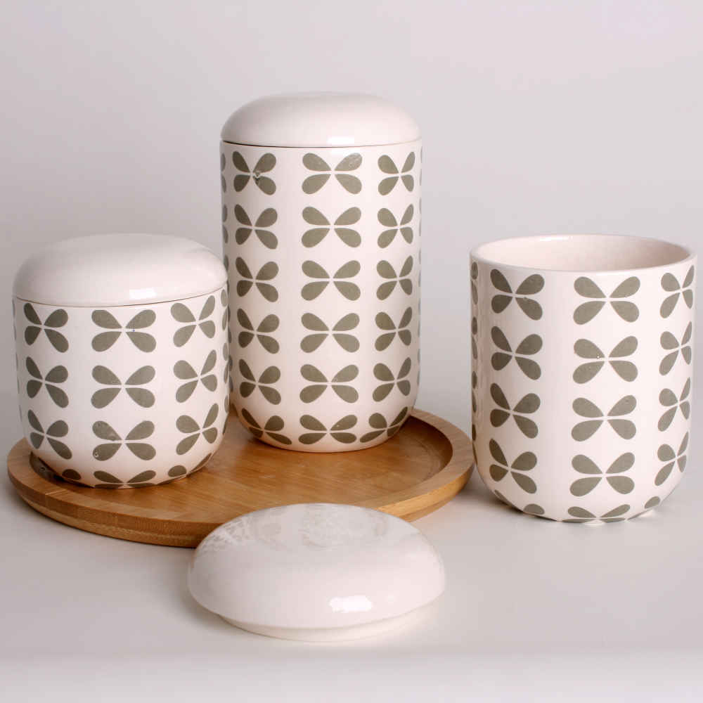 طقم علب سيراميك – تخزين أنيق للقهوة والشاي والمزيد، مجموعة من 3