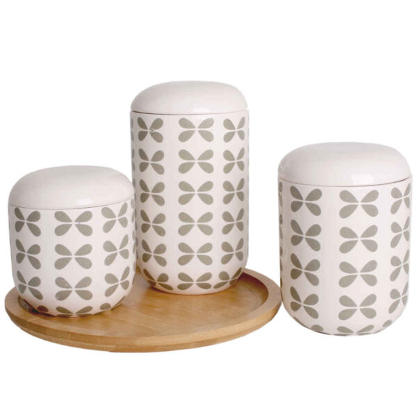طقم علب سيراميك - تخزين أنيق للقهوة والشاي والمزيد، مجموعة من 3