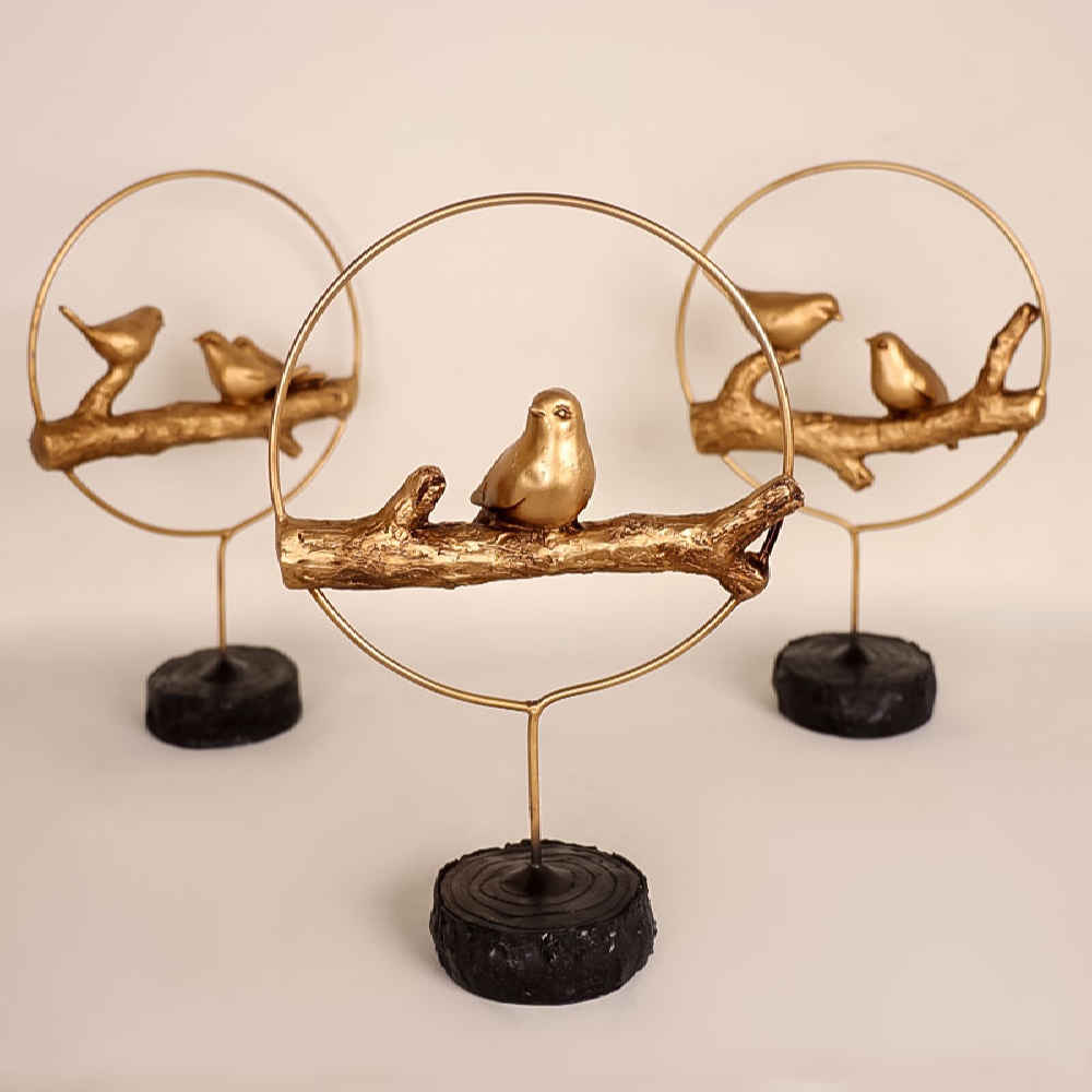 مجموعة من 3 تماثيل العصفور الواقعية – منحوتات الطيور الحية