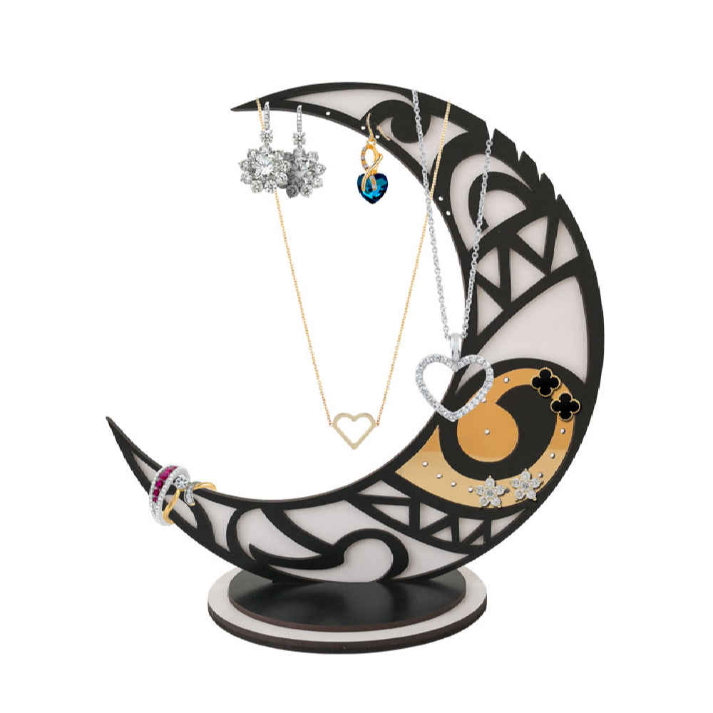 حامل ومُنظِّم مجوهرات خشبي جديد طراز قمر