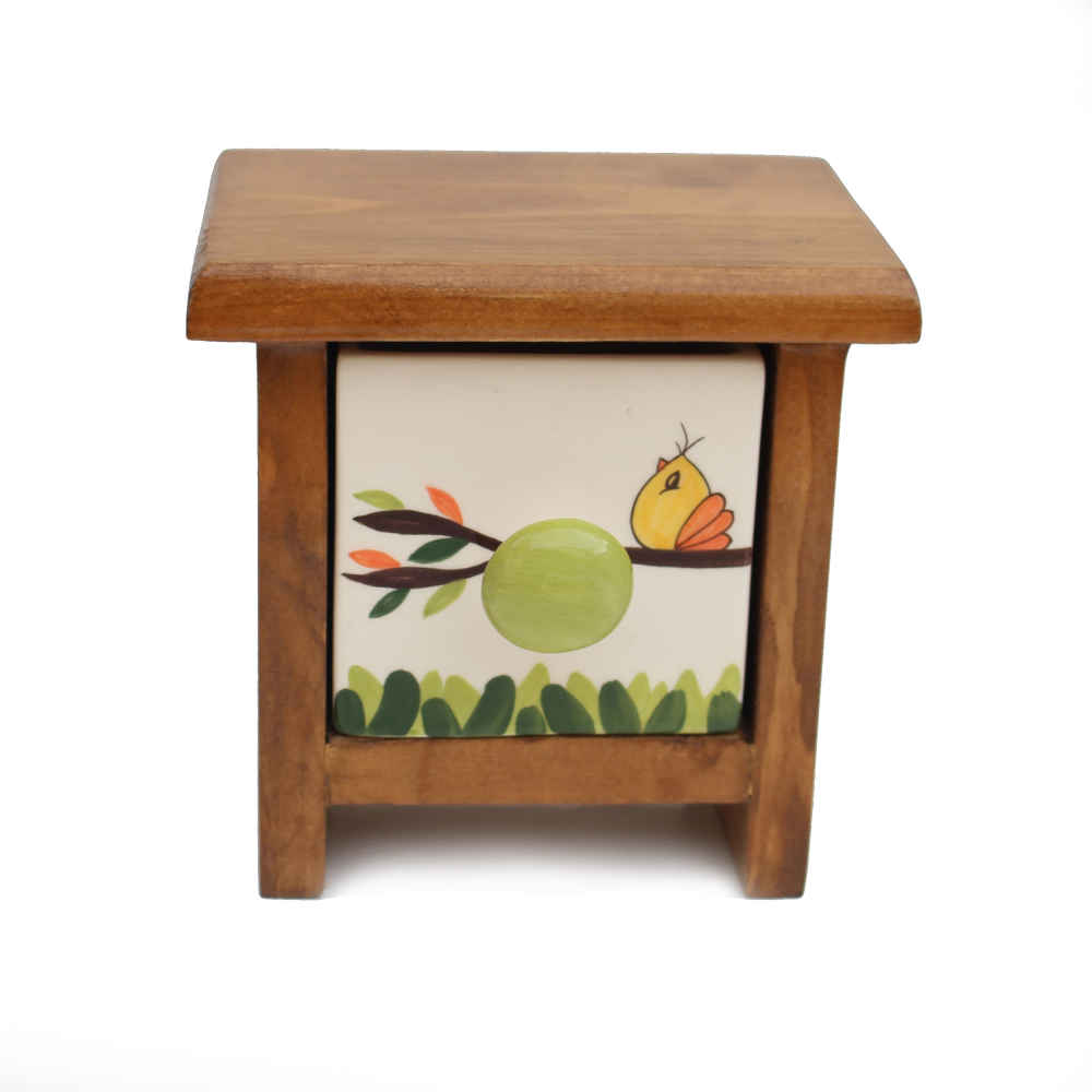 الصندوق اليدوي المصنوع من درج سيراميكي واحد مع صندوق خشبي