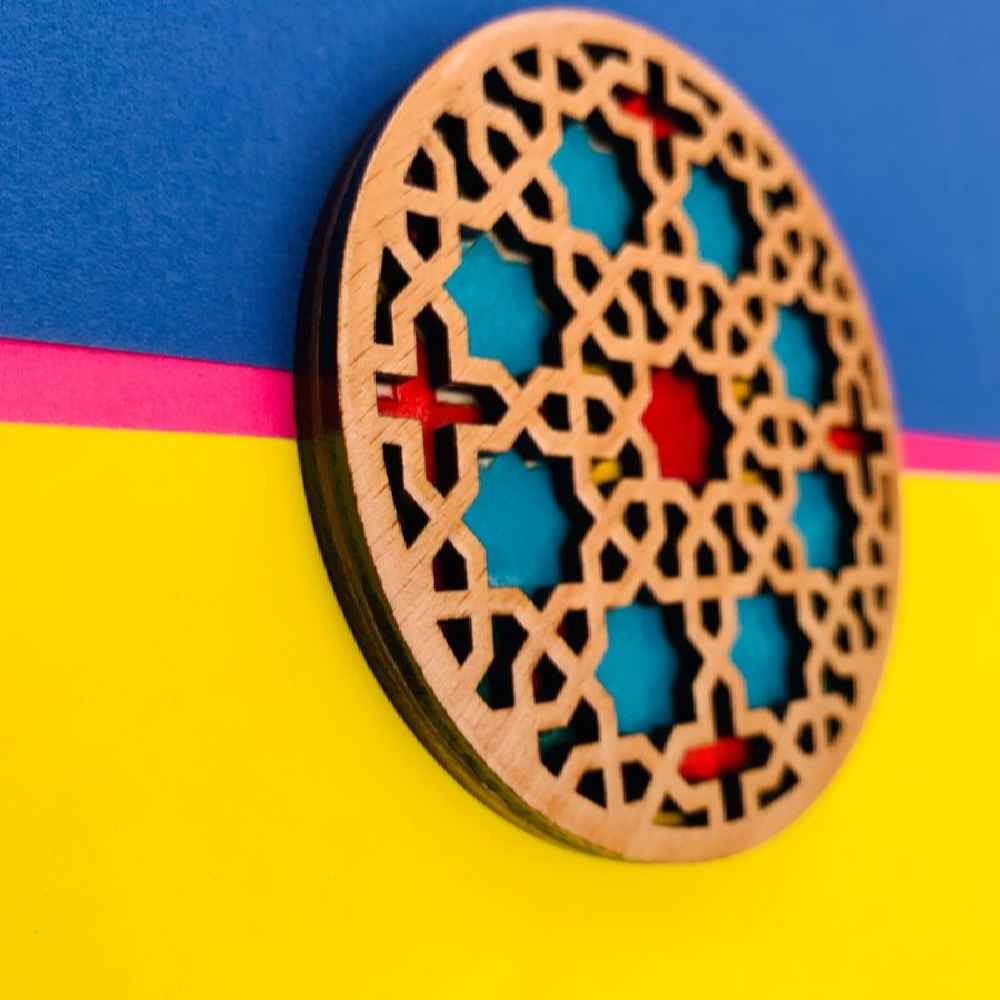 کوستر هندسي خشبي بتصميم آفرا (×٢)