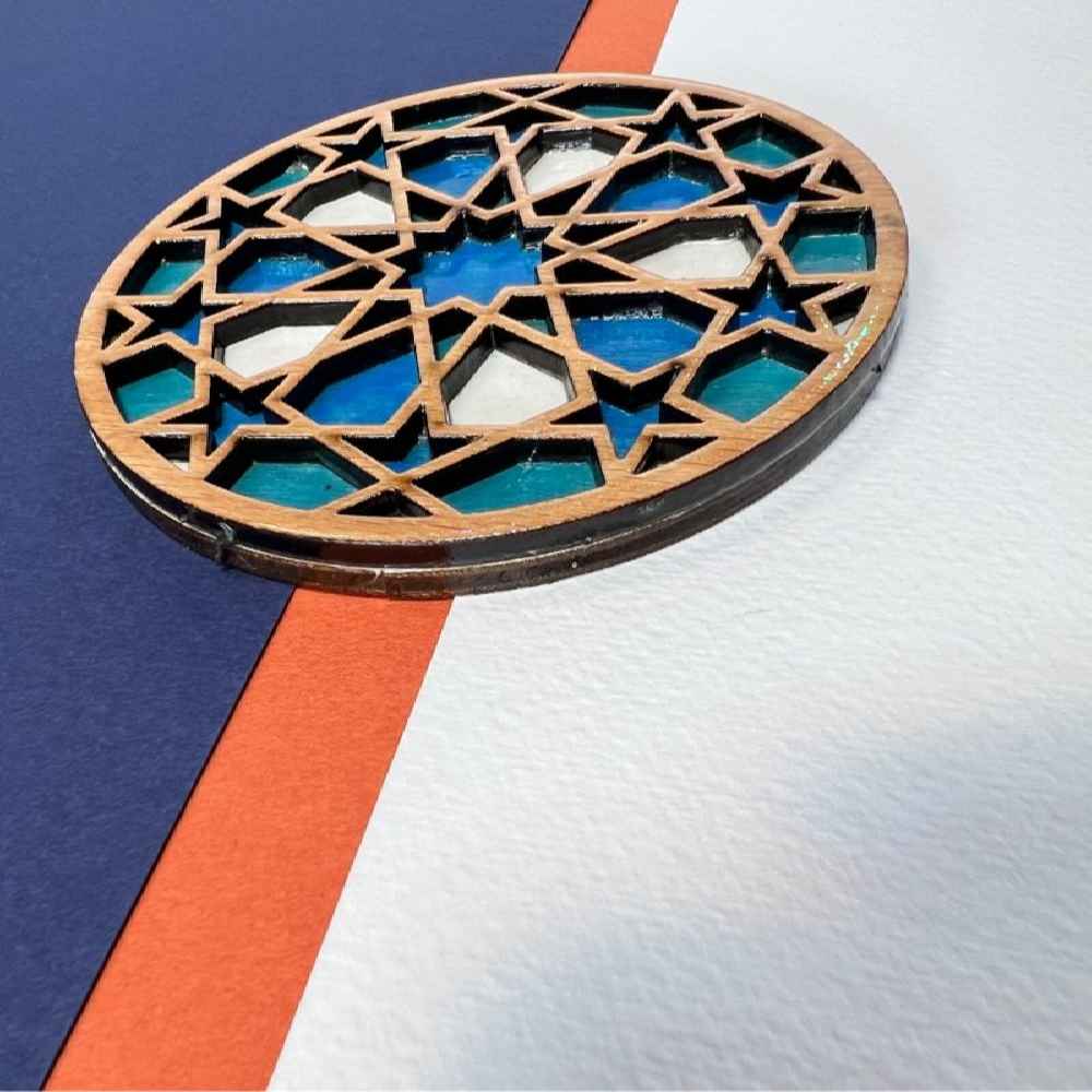 کوستر هندسي خشبي بتصميم دريا (×٢)