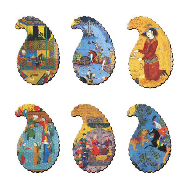 مجموعة كوسترات مع تصميم فني فارسي مستوحى من القاجار