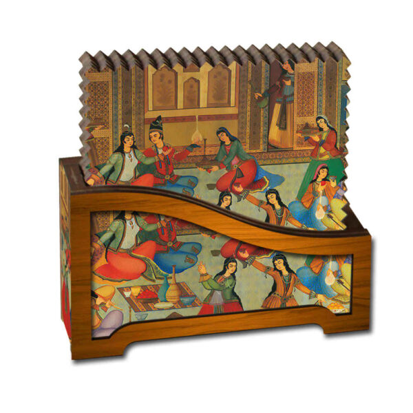 مجموعة كوسترات وحامل مع تصميم فني فارسي مستوحى من ريما