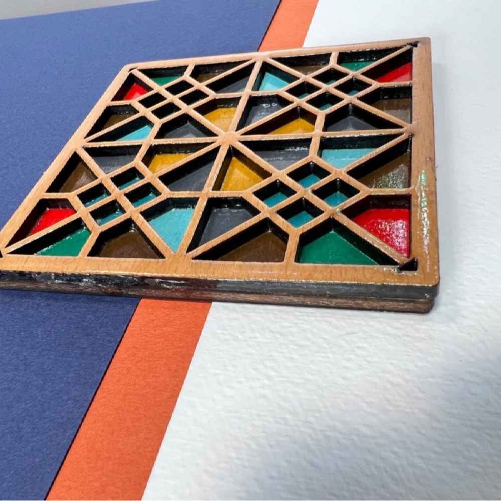 کوستر هندسي خشبي بتصميم سرو (×٢)