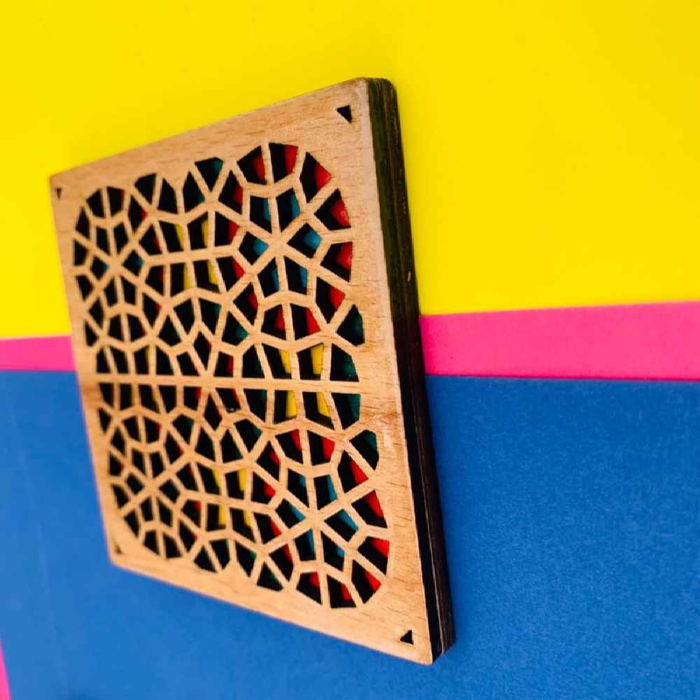 کوستر هندسي خشبي بتصميم سره (×٢)