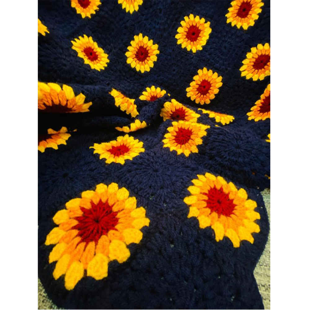 لحاف كروشيه للكنبة والسرير بوهو متقلب زهرة